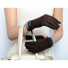 Load image into Gallery viewer, Classic Cute Cashmere Touchscreen Gloves for women - Winter Gloves- Brown - Less+mORE
