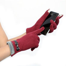 Load image into Gallery viewer, Classic Cute Cashmere Touchscreen Gloves for women - Winter Gloves- Wine color - Less+mORE