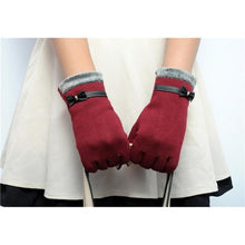 Load image into Gallery viewer, Classic Cute Cashmere Touchscreen Gloves for women - Winter Gloves- Wine color - Less+mORE
