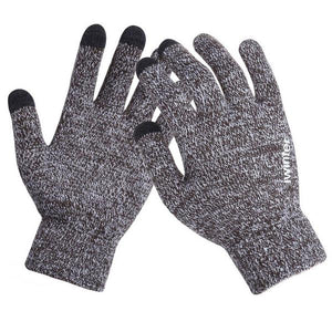 Knitted Wool Touchscreen Texting Functional Gloves - Light Grey - Less+mORE