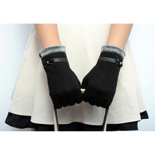 Load image into Gallery viewer, Classic Cute Cashmere Women touchscreen Texting Wrist Gloves- Black - Less+mORE