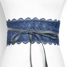 Load image into Gallery viewer, Black White Wide Corset Lace Belt Female Self Tie Cinch Waist Belts for Women Dress Waist Belt - Less+mORE