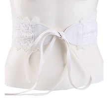 Load image into Gallery viewer, Black White Wide Corset Lace Belt Female Self Tie Cinch Waist Belts for Women Dress Waist Belt - Less+mORE