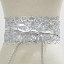 Load image into Gallery viewer, Black White Wide Corset Lace Belt Female Self Tie Cinch Waist Belts for Women Dress Waist Belt - Less+mORE