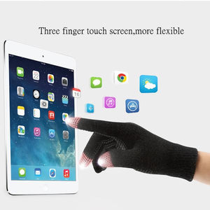 Knitted Wool Touch Screen Texting Functional Gloves - Black - Less+mORE