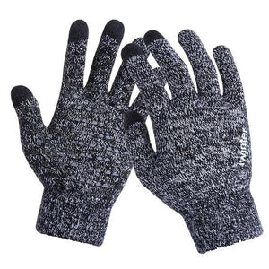 Knitted Wool Touch Screen Texting Functional Gloves - Grey - Less+mORE