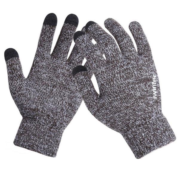 Knitted Wool Touchscreen Texting Functional Gloves - Light Grey - Less+mORE