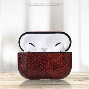 AirPods Pro Case - Snake Skin Pattern PU Leather-Brown - Less+mORE