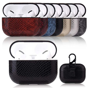 AirPods Pro Case - Snake Skin Pattern PU Leather-Silver - Less+mORE