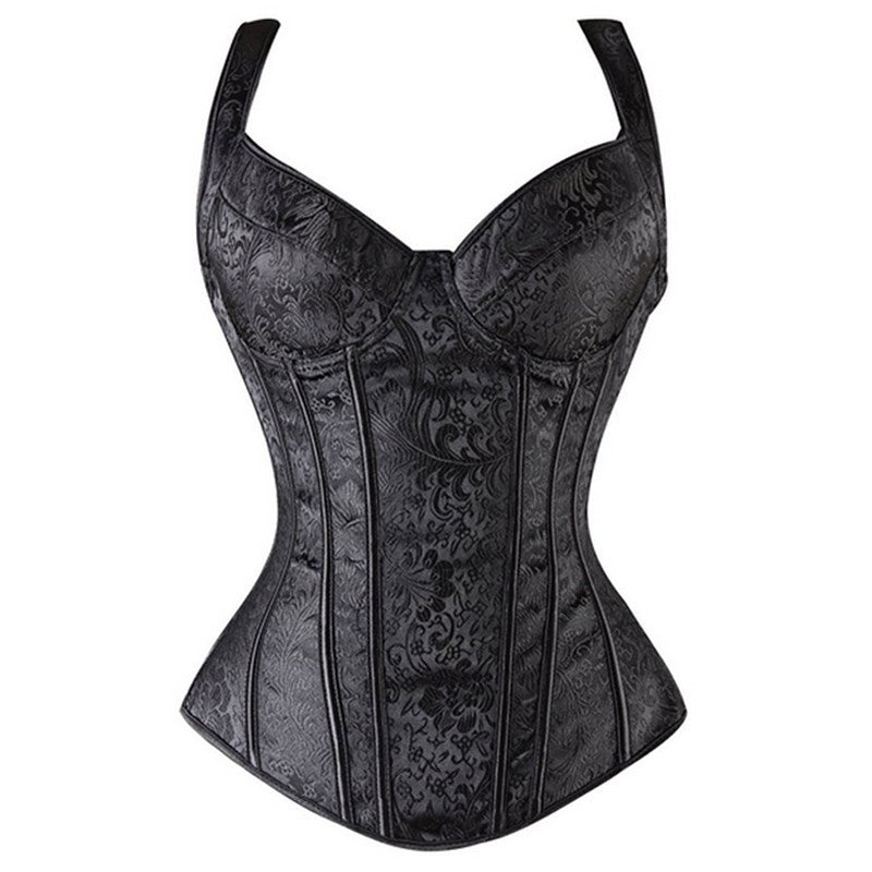 Corset Top lace-up in back Corset with push-up bra outwear