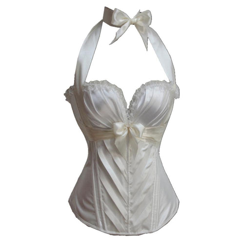 Bow Waist Corset Bustier Outwear - White - Less+mORE