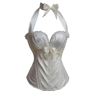 Bow Waist Corset Bustier Outwear - White - Less+mORE
