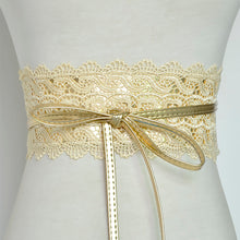 Load image into Gallery viewer, Black White Wide Corset Lace Belt Female Self Tie Cinch Waist Belts for Women Dress Waist Belt - Less+mORE

