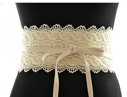 Dress Lace Belt with Leather Strap Cinch Waist Belts for Women Dress Waist Belt Nudepink / One Size