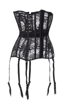 Load image into Gallery viewer, Gothic Black Floral Lacy Corset Bustier - Less+mORE
